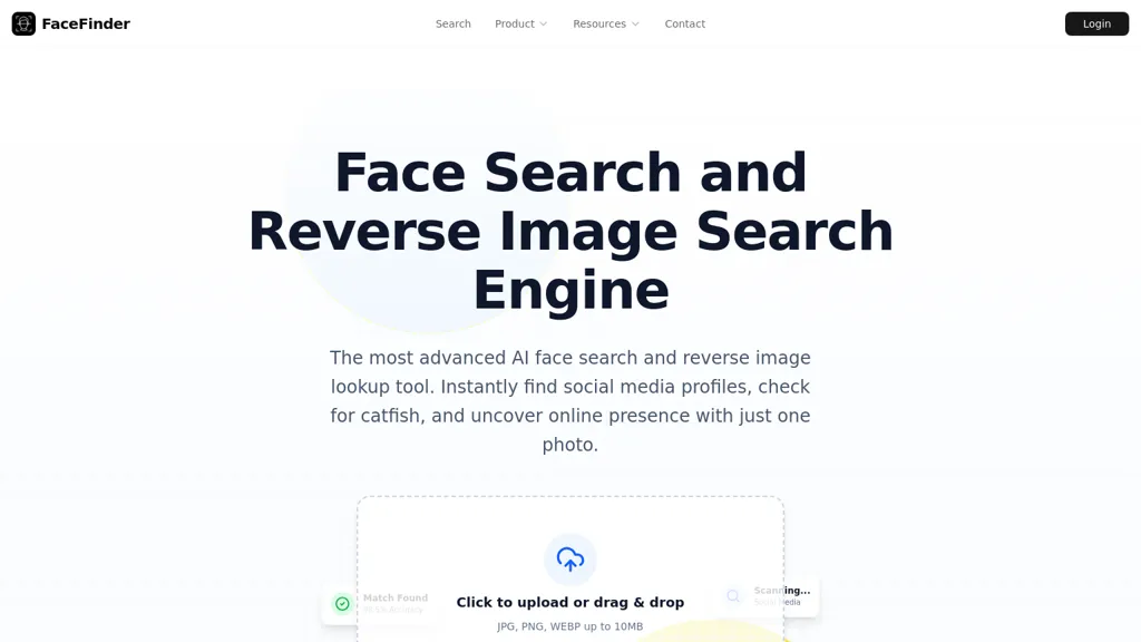 FaceFinder ID AI tool screenshot