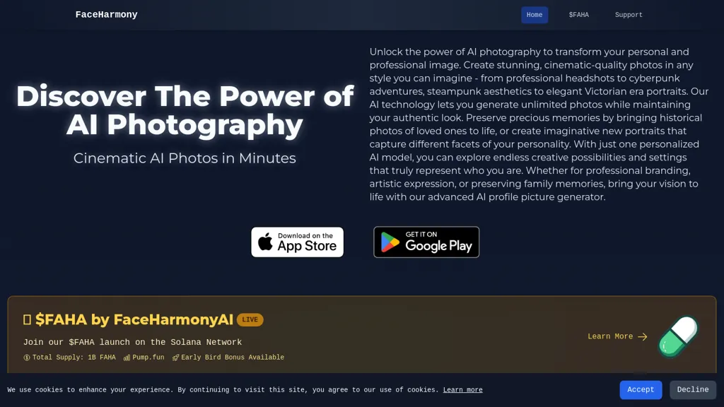FaceHarmony website