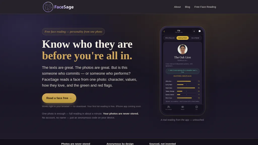 Facesage AI tool screenshot