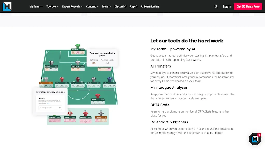 Fantasy football hub website
