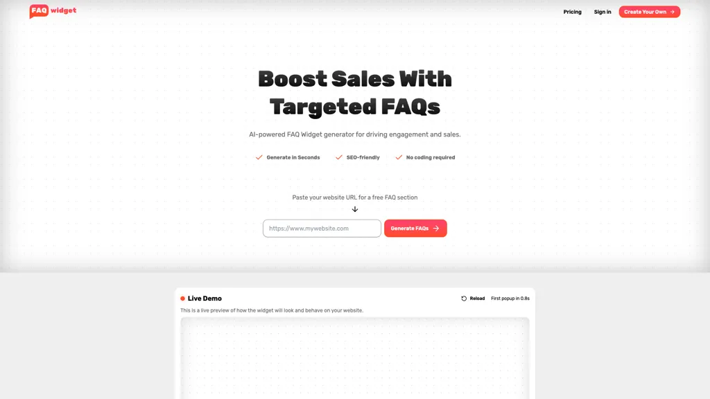 FAQWidget AI tool screenshot