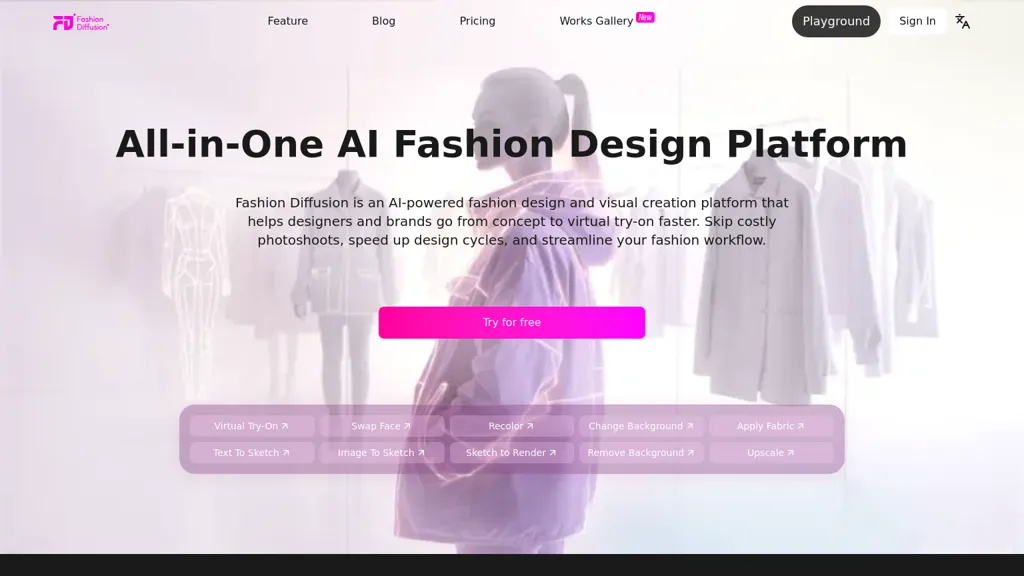 Fashion Diffusion AI AI tool screenshot