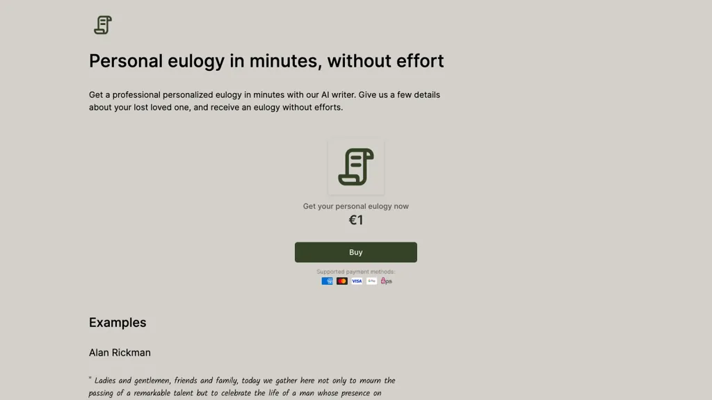 Fast Eulogy website