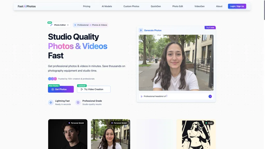 FastAIPhotos AI tool screenshot