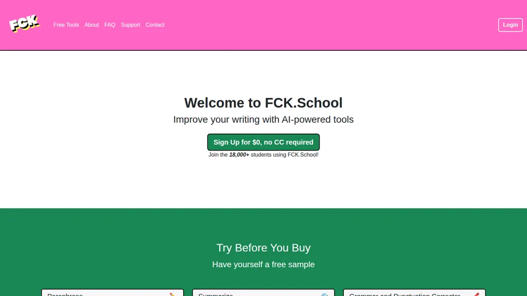 FCK.School AI tool screenshot