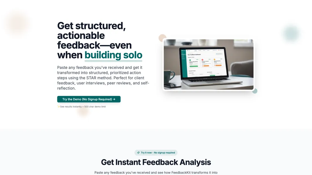Feedback Kit AI tool screenshot