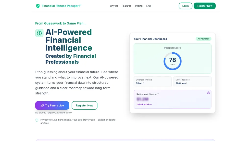 Financial Fitness Passport AI tool screenshot