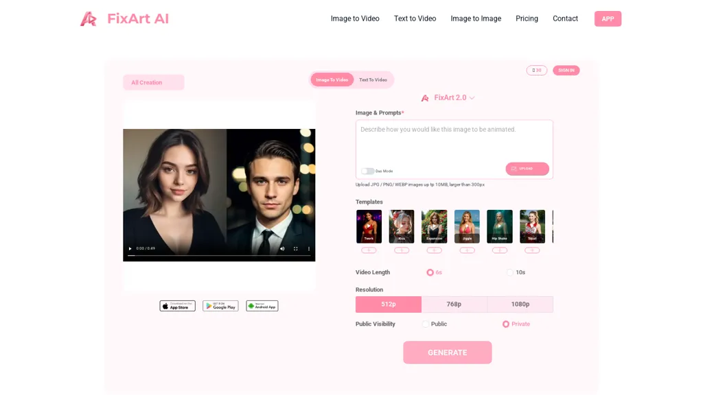 FixArt AI tool screenshot