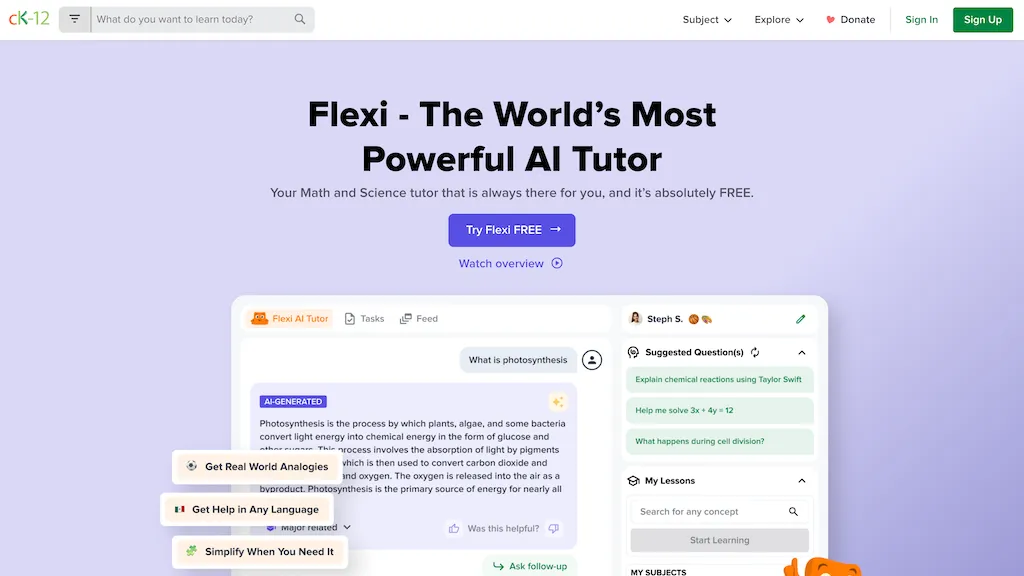 Flexi AI tutor AI tool screenshot