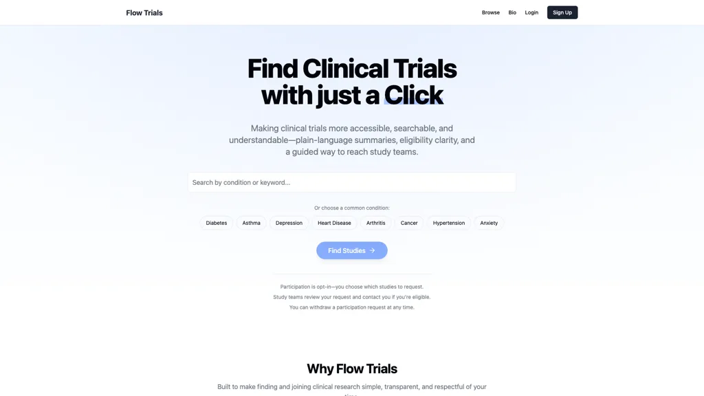 Flow Trials AI tool screenshot
