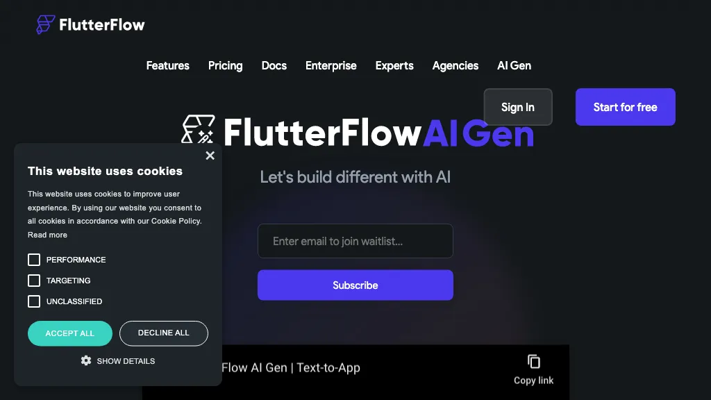 FlutterFlow AI Gen website