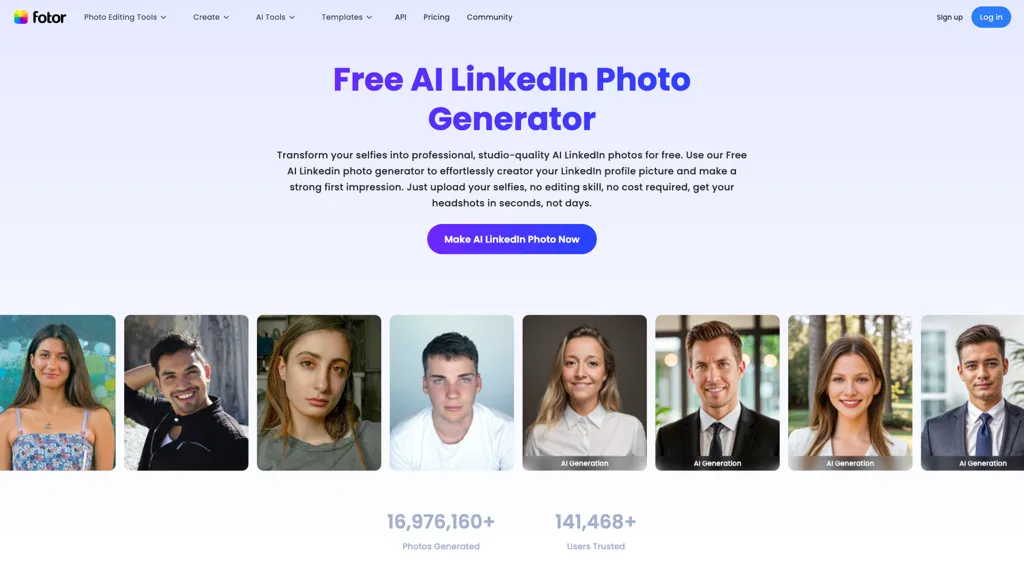 Fotor AI LinkedIn Photo Generator AI tool screenshot