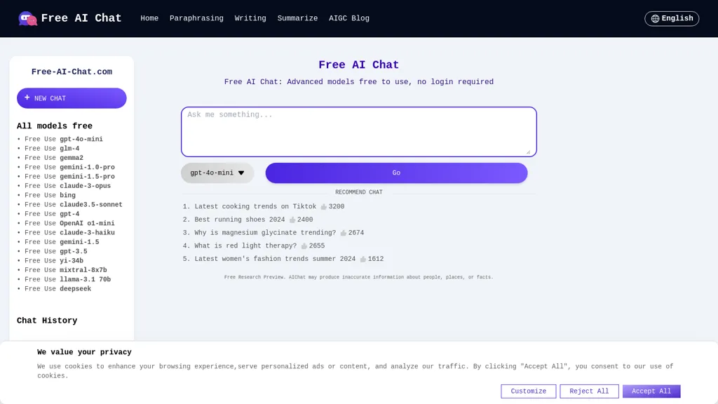 Free AI Chat website
