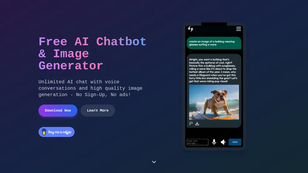 AI Chatbot & Image Generator App website