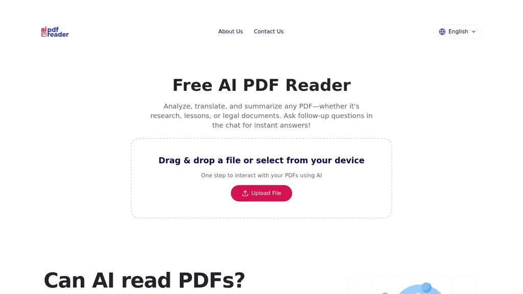 Free AI PDF Reader website