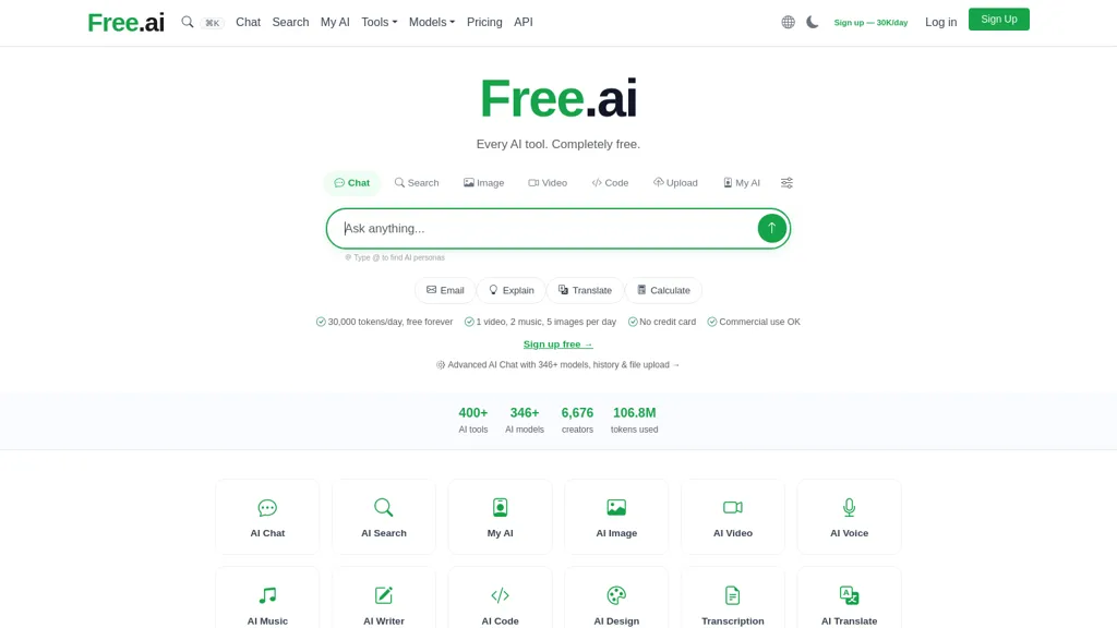 Free.ai AI tool screenshot