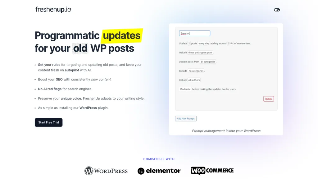 Freshenup.io AI tool screenshot
