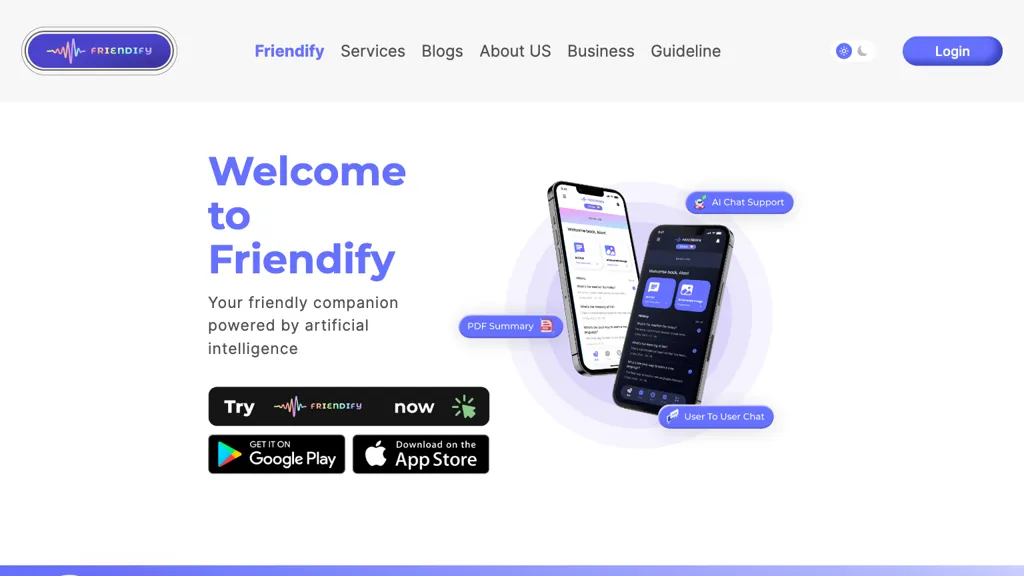 Friendify AI website