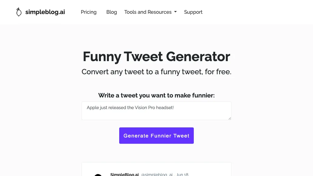 Funny tweet generator website