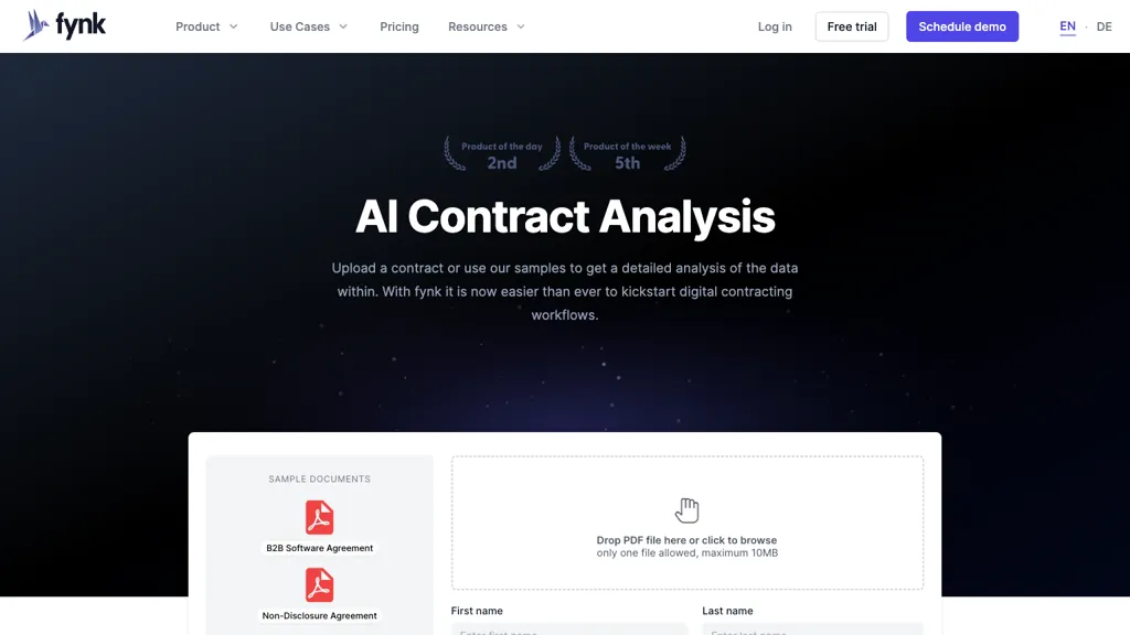 Fynk contract analysis website