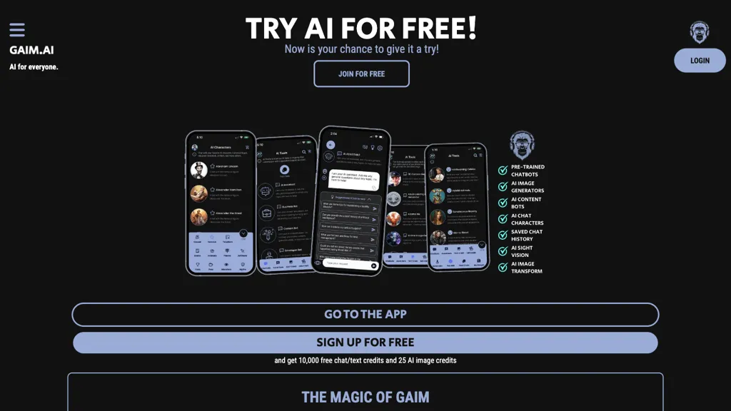 GAIM.AI Desktop App website