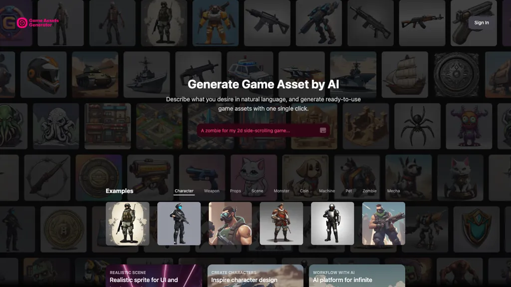 Game Assets Generator website