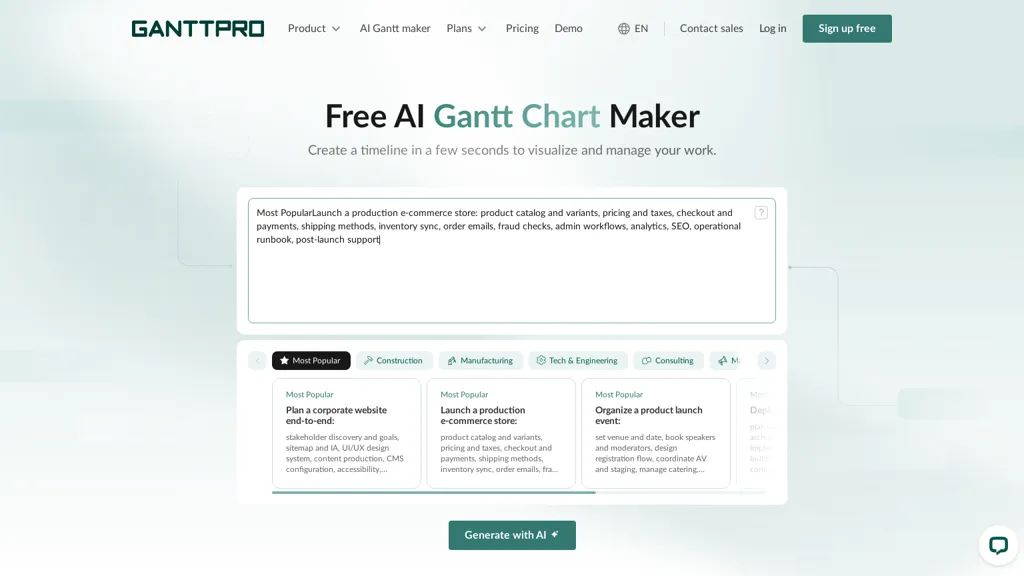 Gantt Chart maker-GanttPRO AI tool screenshot