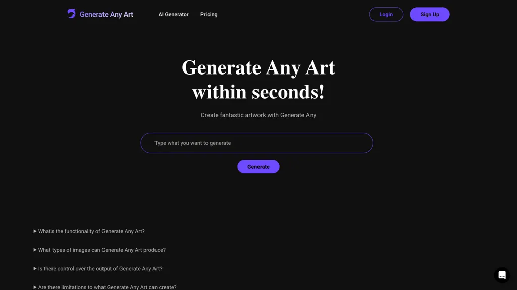 GenerateAny.Art website