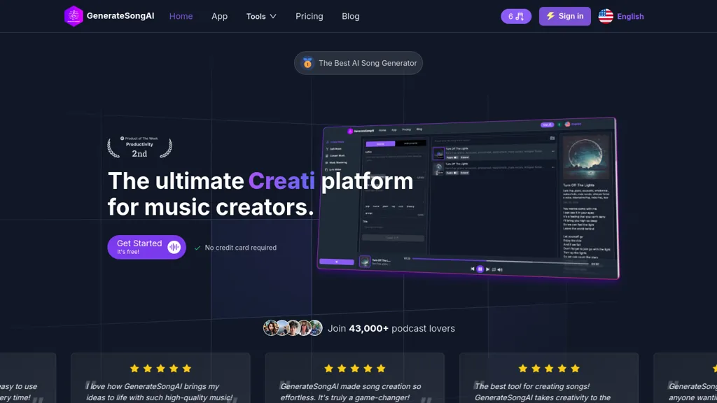 GenerateSong AI website