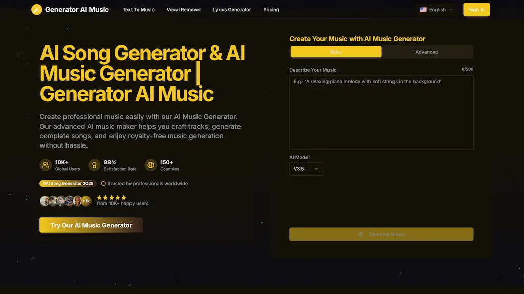 AI Music Generator website