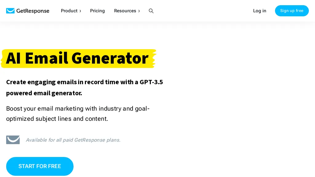 GetResponse Email Generator website