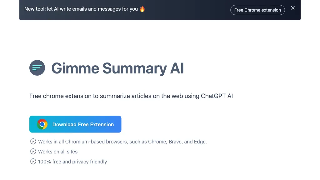 Gimme Summary AI website