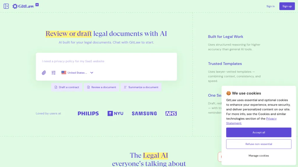 GitLaw AI tool screenshot