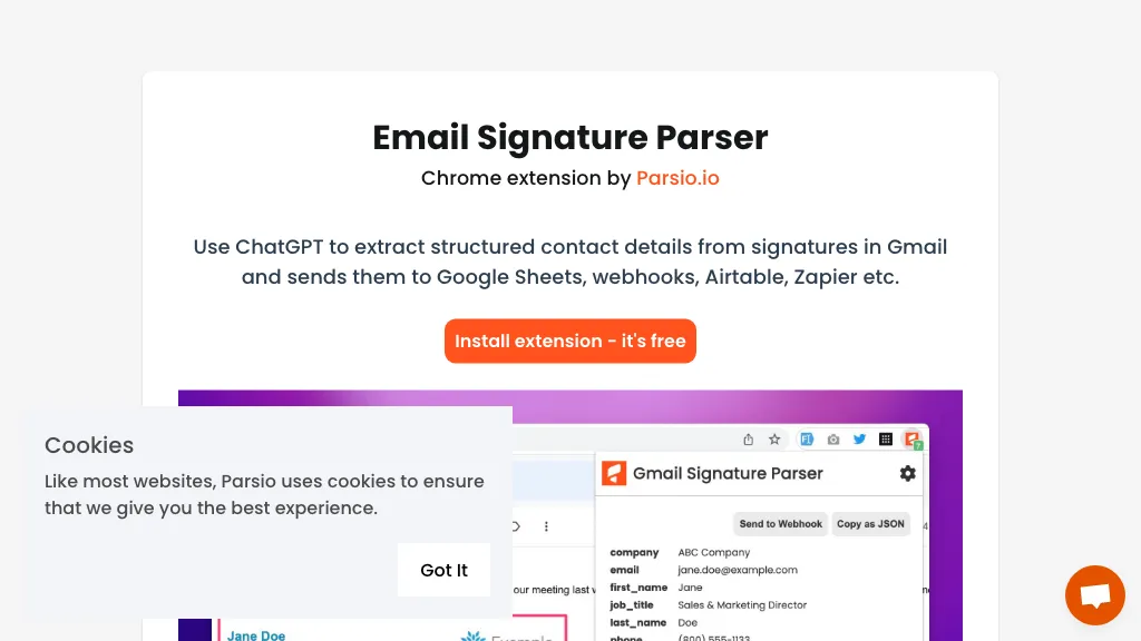 Gmail Signature Parser website