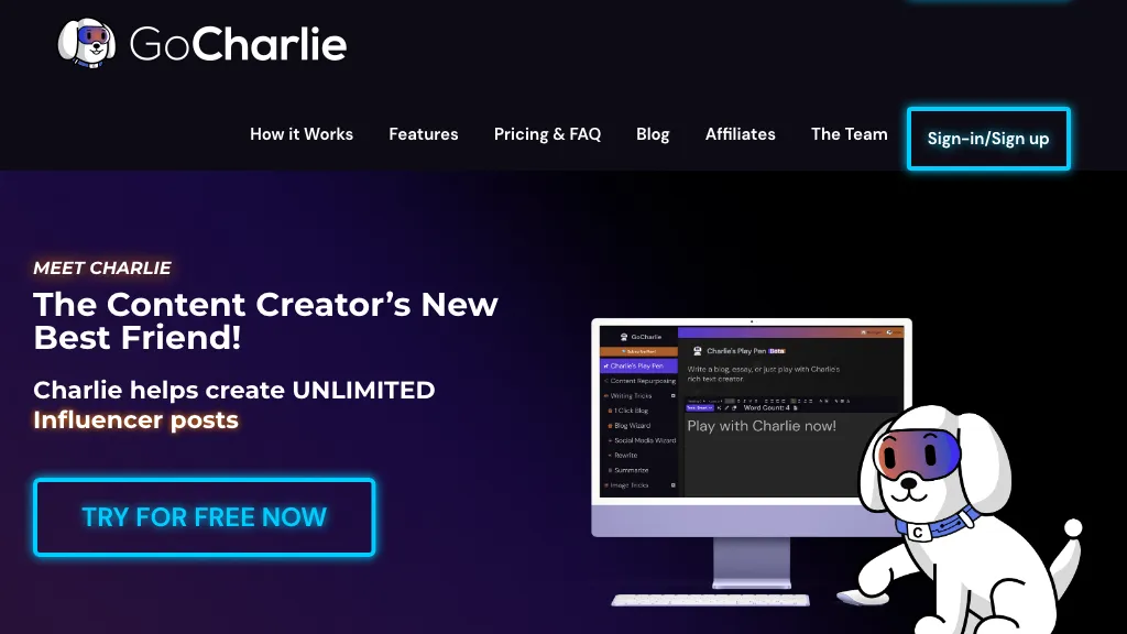 Go Charlie website
