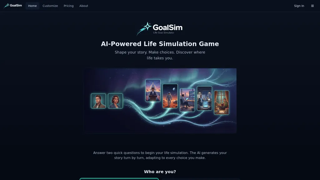 GoalSim AI tool screenshot