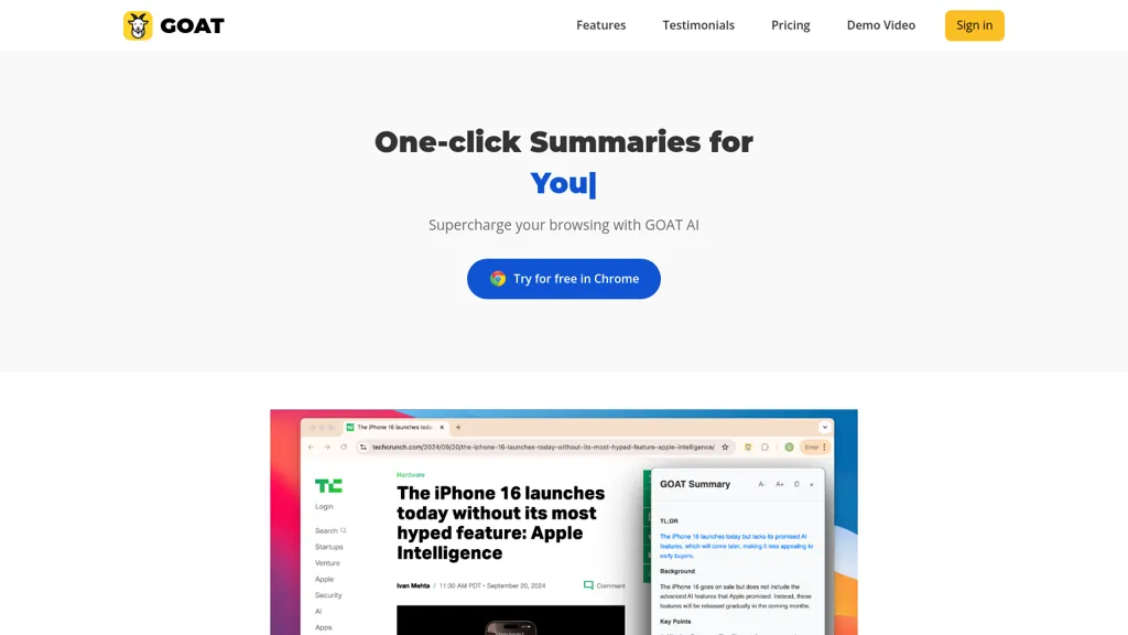 GOAT AI website