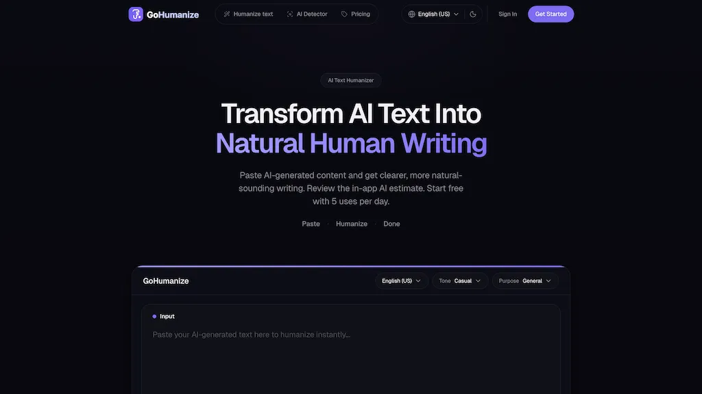 GoHumanize.AI AI tool screenshot