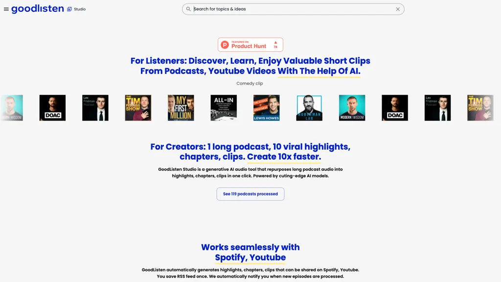 GoodListen AI tool screenshot