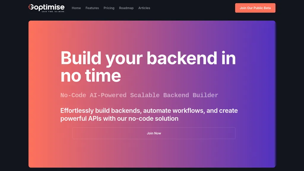 Goptimise Beta website