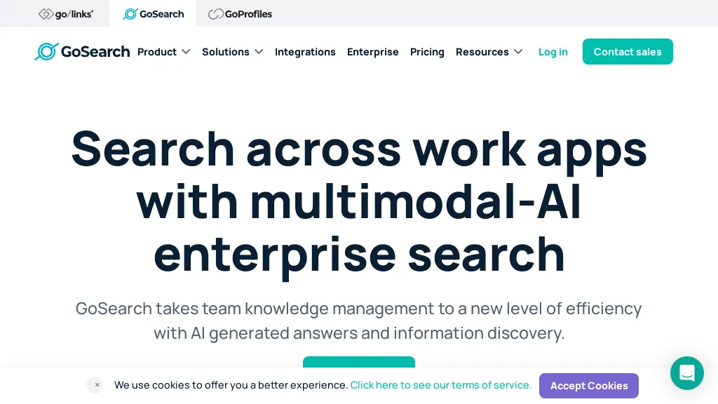 GoSearch AI Enterprise Search website