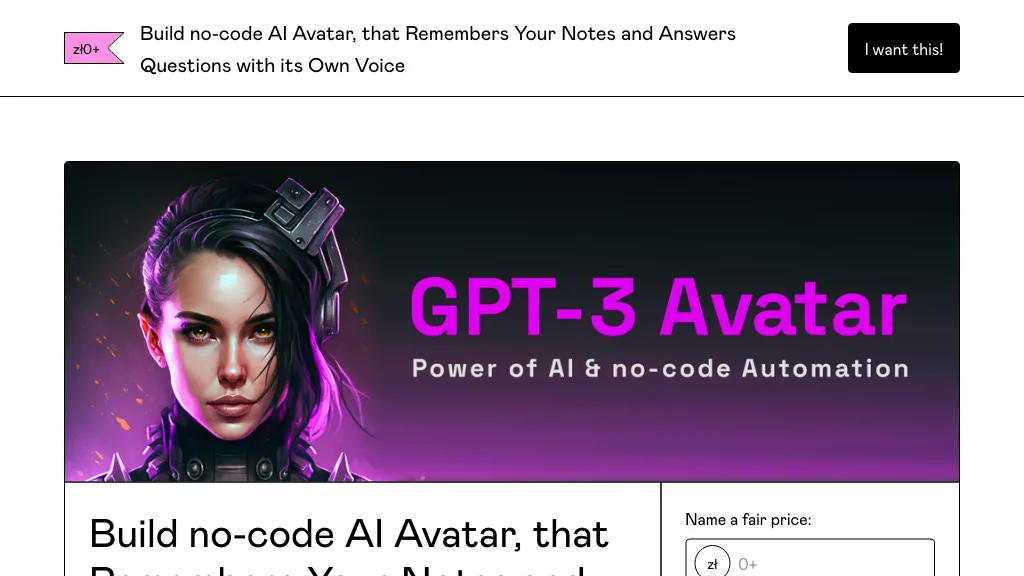 GPT-3 AI Avatar website