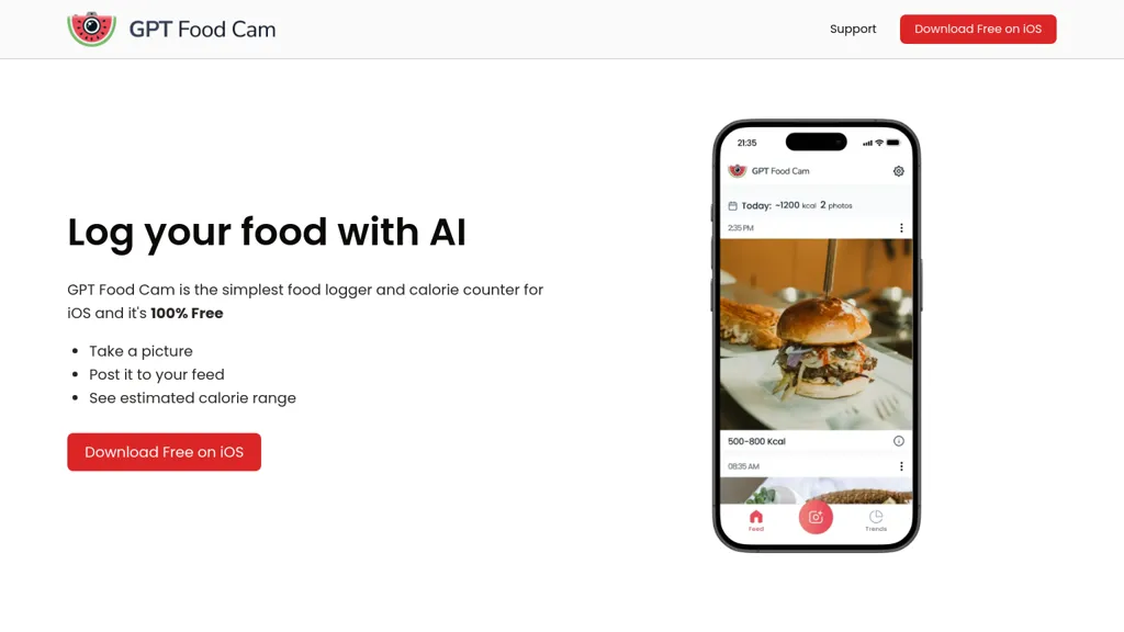 GPT Food Cam website