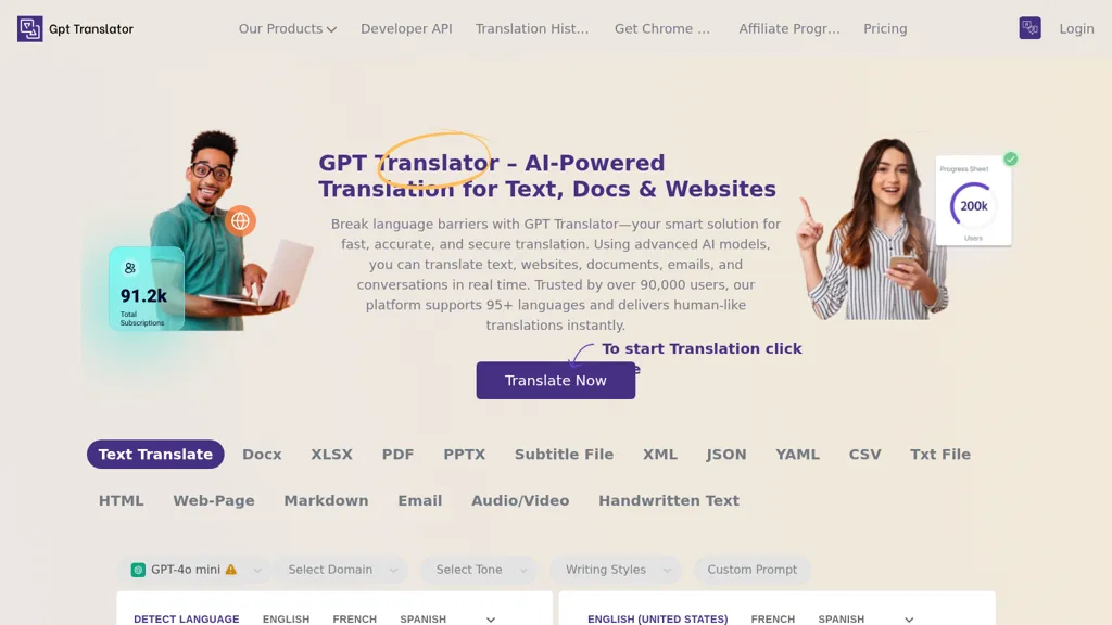 GPT Translator AI tool screenshot