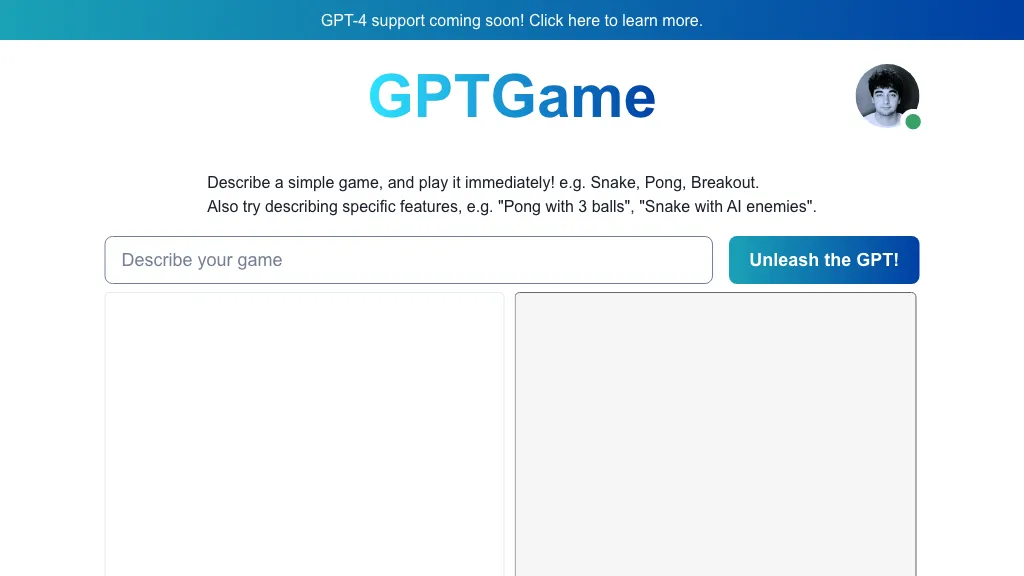 GPTGame website