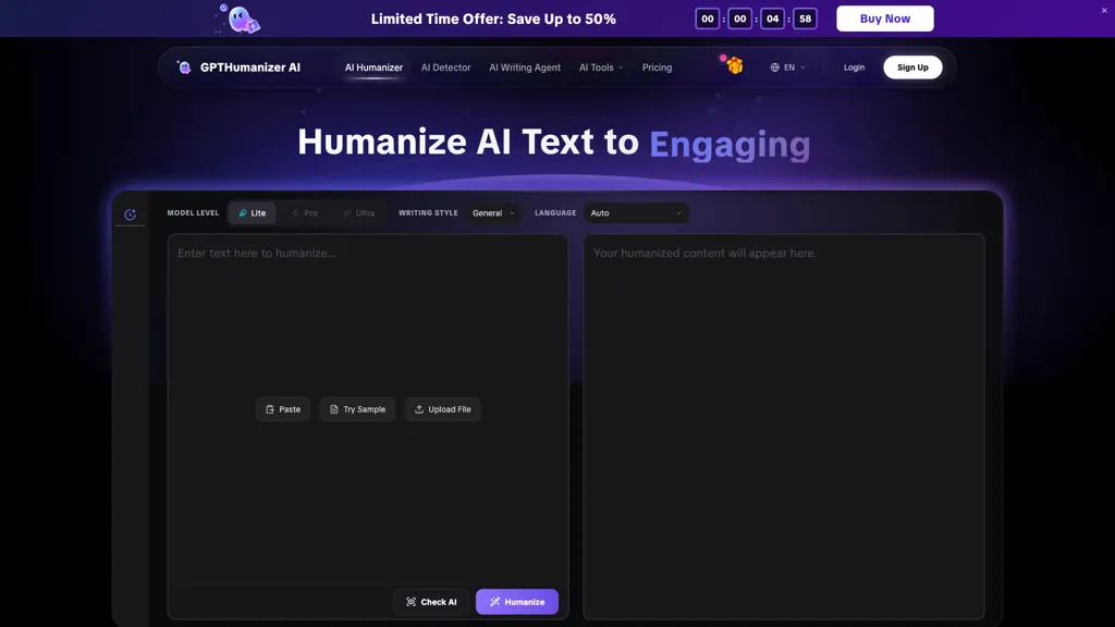 GPTHumanizer AI tool screenshot