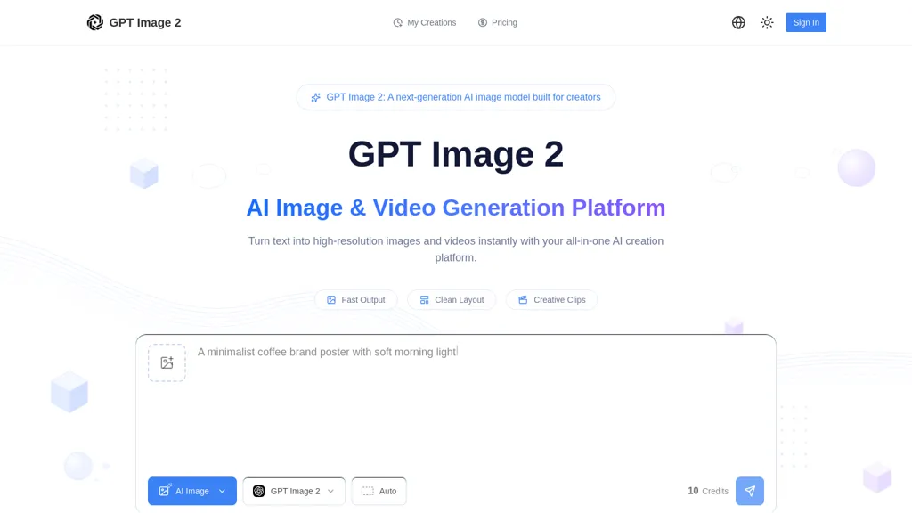 GPTimage2.org AI tool screenshot