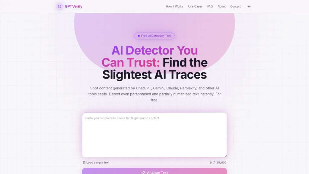 GPTVerify AI tool screenshot