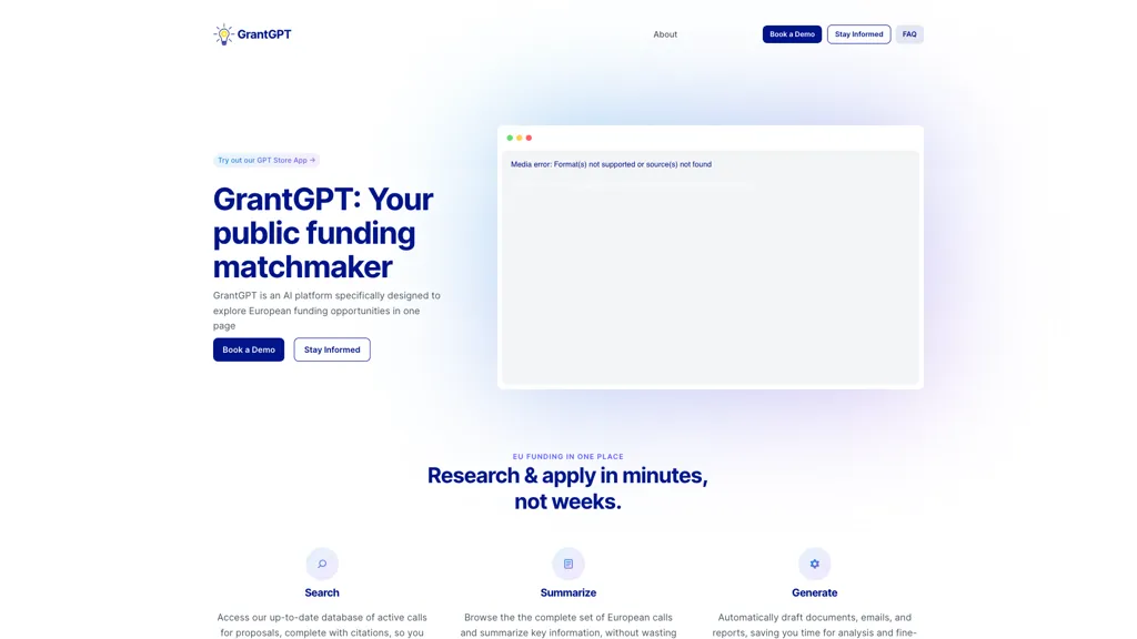 GrantGPT AI tool screenshot
