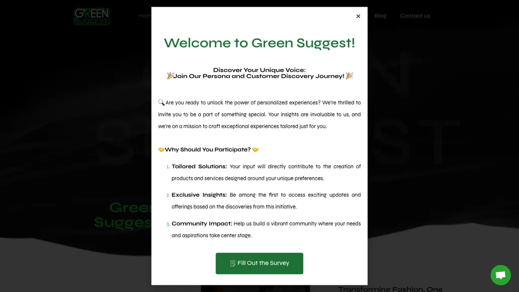 Green Suggest website